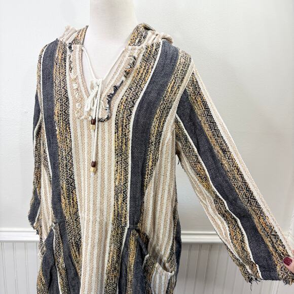 Soft Surroundings Size M Tunic Pullover Hoodie Striped Earthy Granola Beach Boho - Picture 3 of 16
